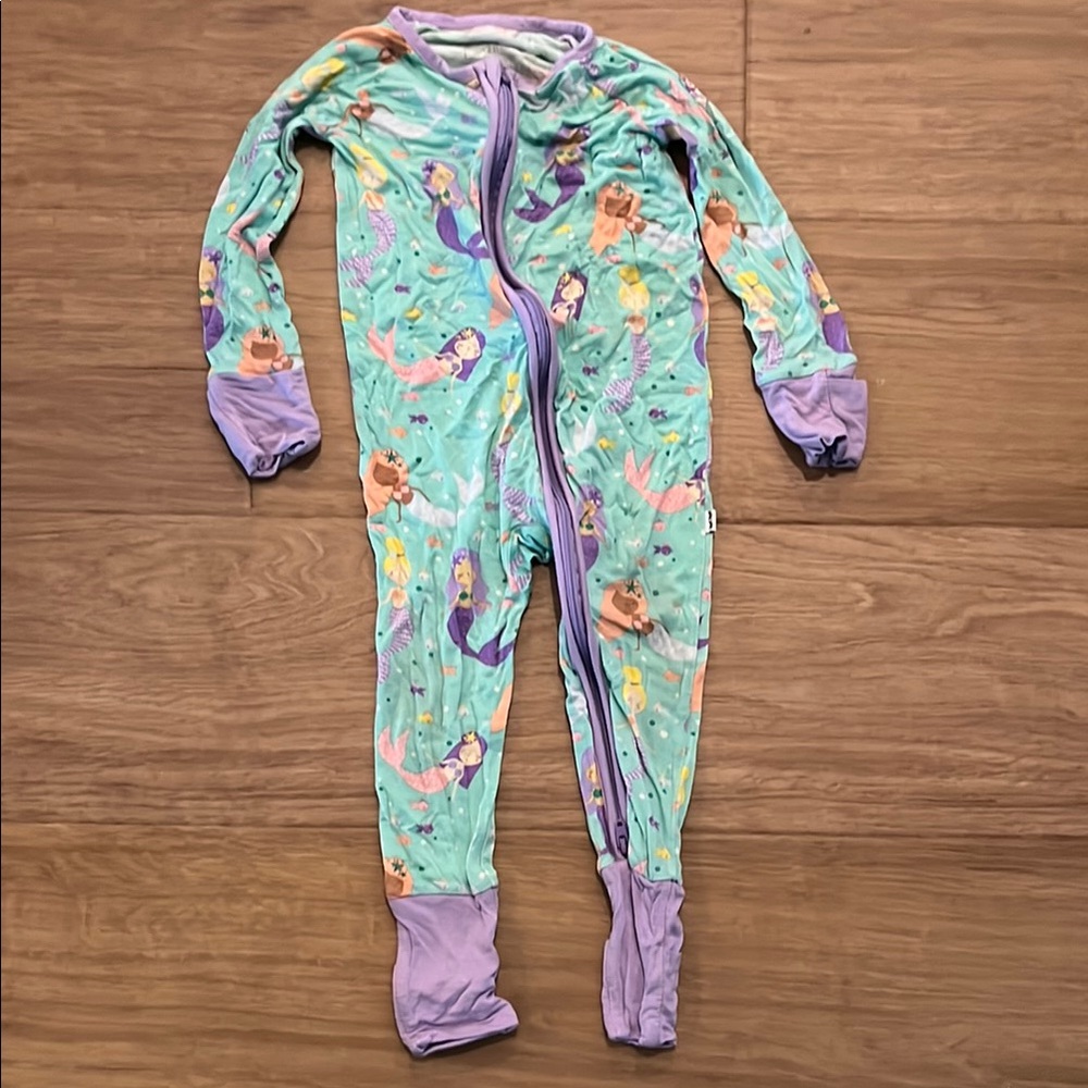 Little Sleepies Green and Purple Footies with Mermaid Design
